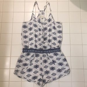 White and blue casual romper!